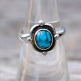 Vintage Sterling Turquoise Chip Inlay Ring 6
