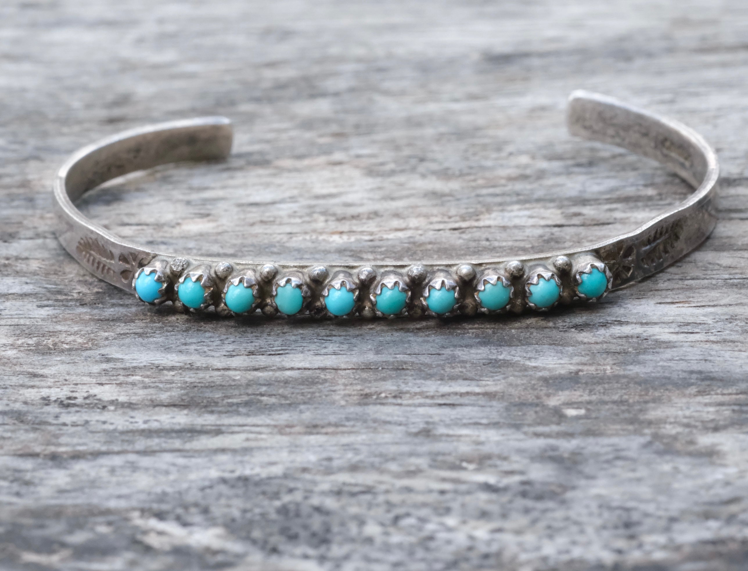 Vintage Sterling Snake Eye Turquoise Cuff Bracelet