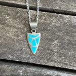 Vintage Sterling Turquoise Inlay Arrowhead Necklace