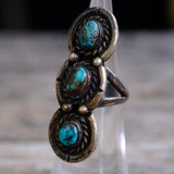 Vintage Sterling 3-Stone Turquoise Ring 4.5