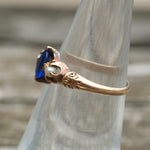 Victorian 14K Gold Blue Gem and Pearl Ring 5.25