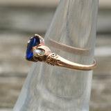 Victorian 14K Gold Blue Gem and Pearl Ring 5.25