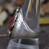 Vintage Sterling Turquoise and Coral Ring 10