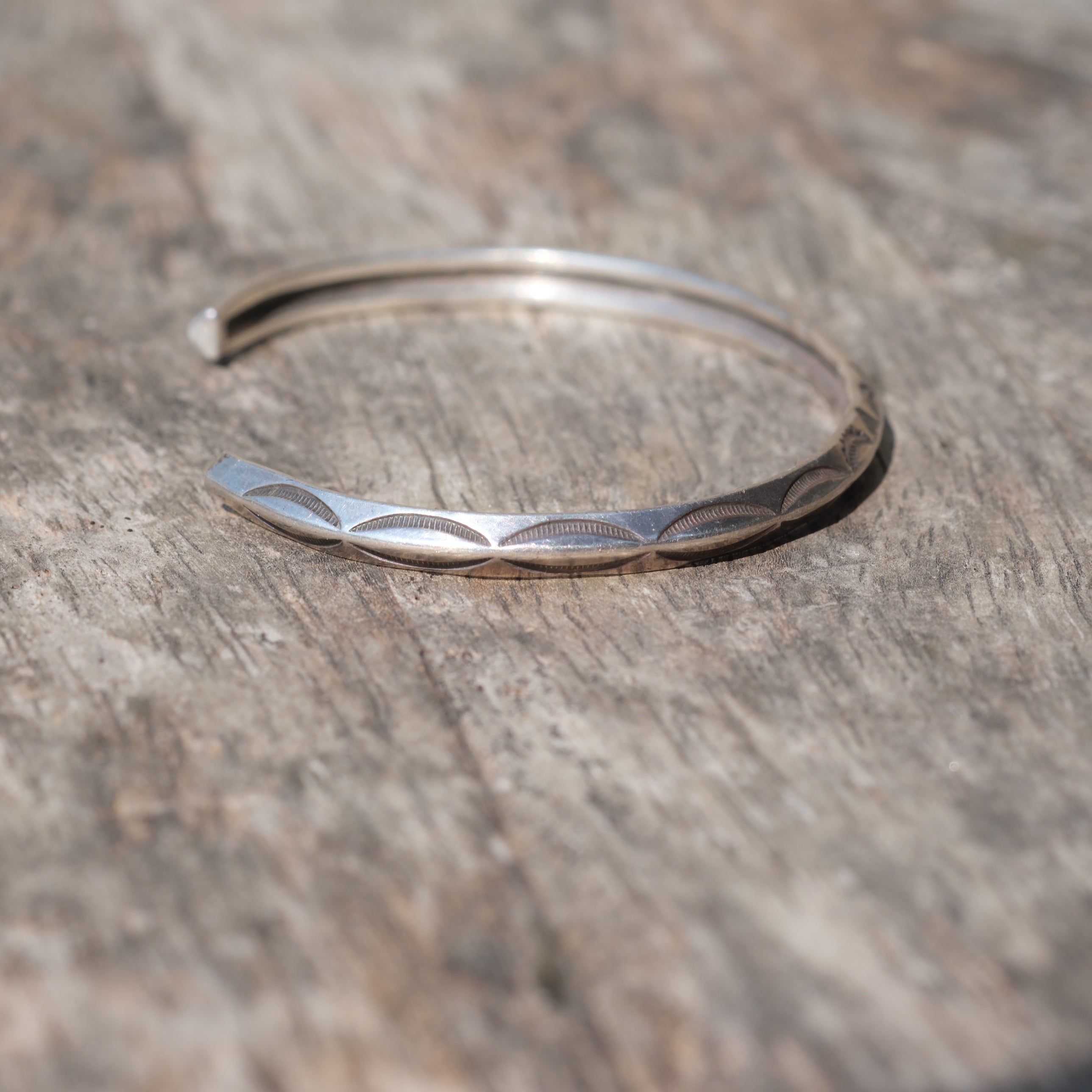 Vintage Sterling Silver Stamped Triangle Cuff