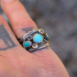 Vintage Sterling 3-Stone Turquoise Ring 8