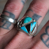 Vintage Sterling Zuni Inlay Ring 9.75