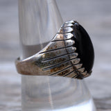 Vintage Sterling Onyx Ring 8.75