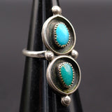 Vintage Sterling 2-Stone Turquoise Ring 3.75