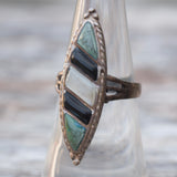 Vintage Sterling Inlay Ring 6.75