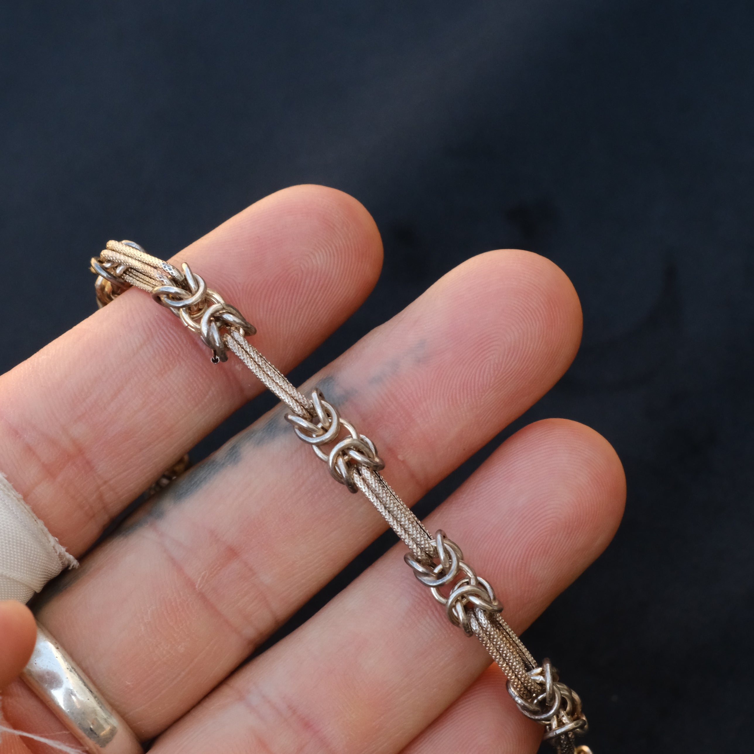 Vintage Sterling Silver Fancy Knotted Chain Bracelet