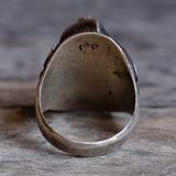 Vintage Sterling Turquoise and Coral Claw Ring 11.75