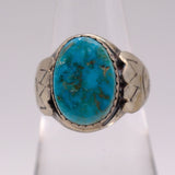 Vintage Sterling Turquoise Stamped Band Ring 7.5