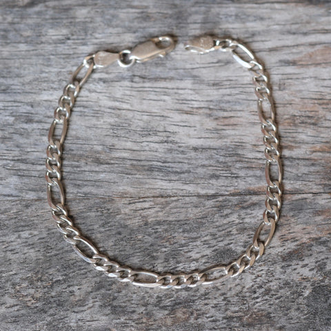 Vintage Sterling Silver Figaro Chain Bracelet