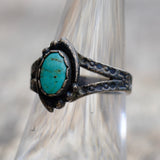 Vintage Sterling Turquoise Ring 6.75