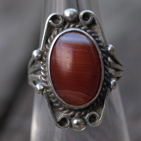 Vintage Sterling Agate Ring 5.25