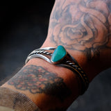 Vintage Sterling Turquoise Braided Cuff Bracelet 7"