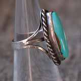 Vintage Sterling Turquoise Roper Ring 5.75