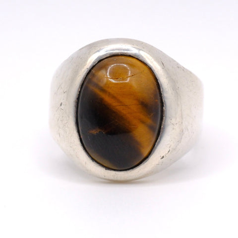 Vintage Sterling Tigers Eye Cabochon Ring 11.25