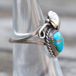 Vintage Sterling Turquoise Feather Ring 5.25