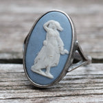 Vintage Sterling Resin Woman Cameo Ring 5.5