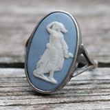 Vintage Sterling Resin Woman Cameo Ring 5.5