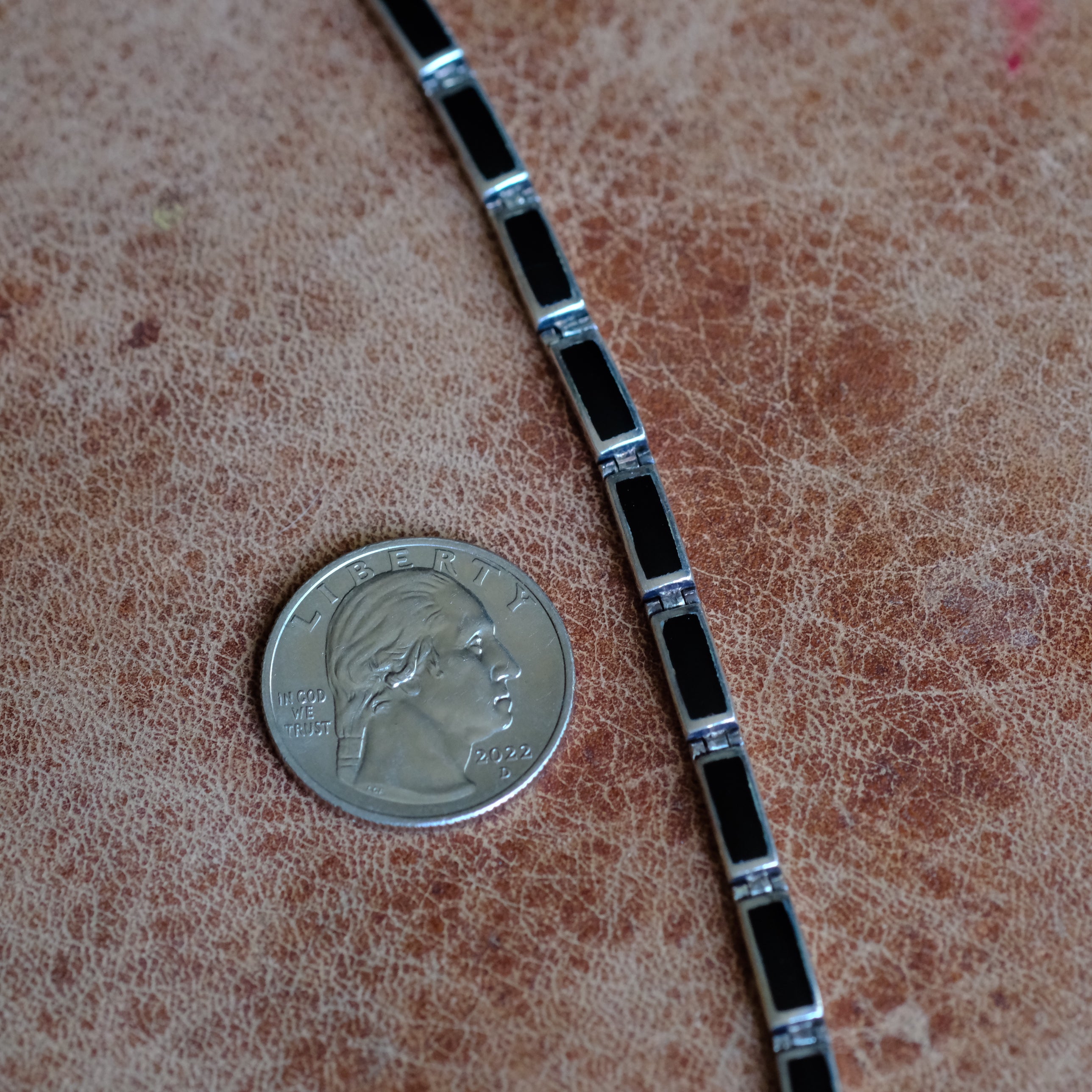 Vintage Sterling Onyx Link Bracelet