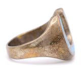 Vintage Sterling Crushed Turquoise Horseshoe Ring 10.25