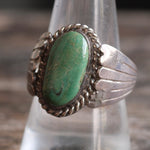Vintage Sterling Turquoise Ribbed Band Ring 10