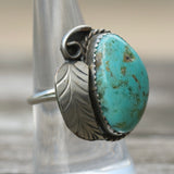 Vintage Sterling Turquoise Feather Ring 7.75
