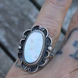 Vintage Sterling Mother Of Pearl Ring 6.25