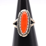 Vintage Sterling Coral RIng 6