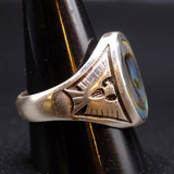Vintage Sterling Abalone Thunderbird Ring 10.75