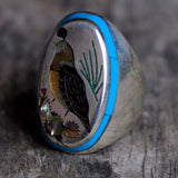 Vintage Sterling Inlaid Desert Bird Ring 8.75