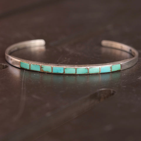 Vintage Sterling Turquoise Inlay Band