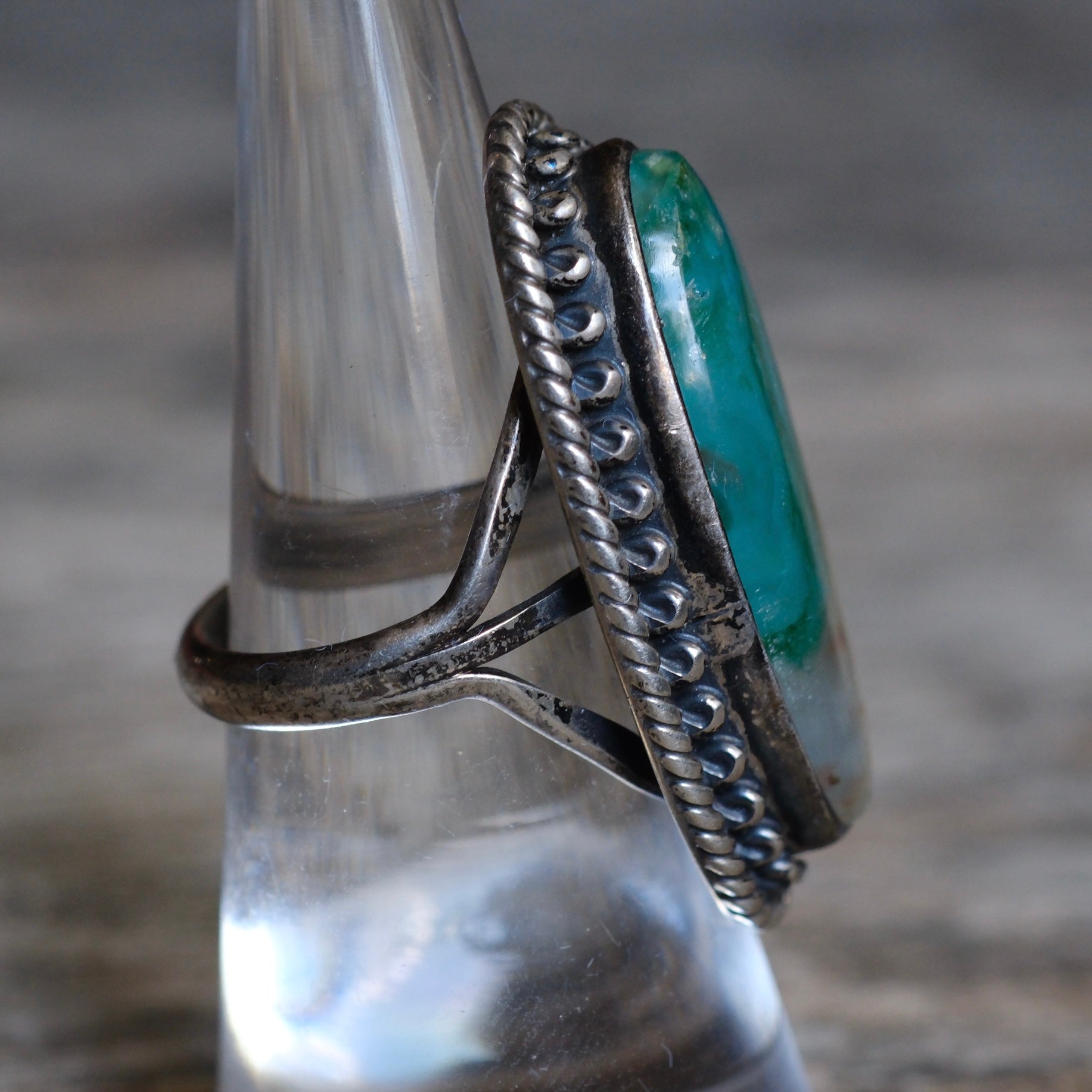 Vintage Sterling Agate Ring 6.5