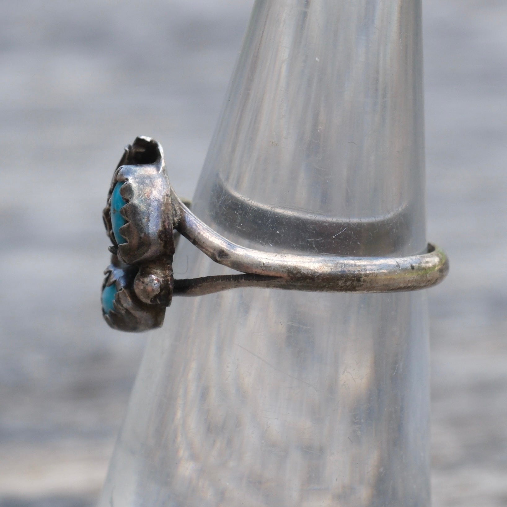 Vintage Sterling 2-Stone Turquoise Ring 4.75