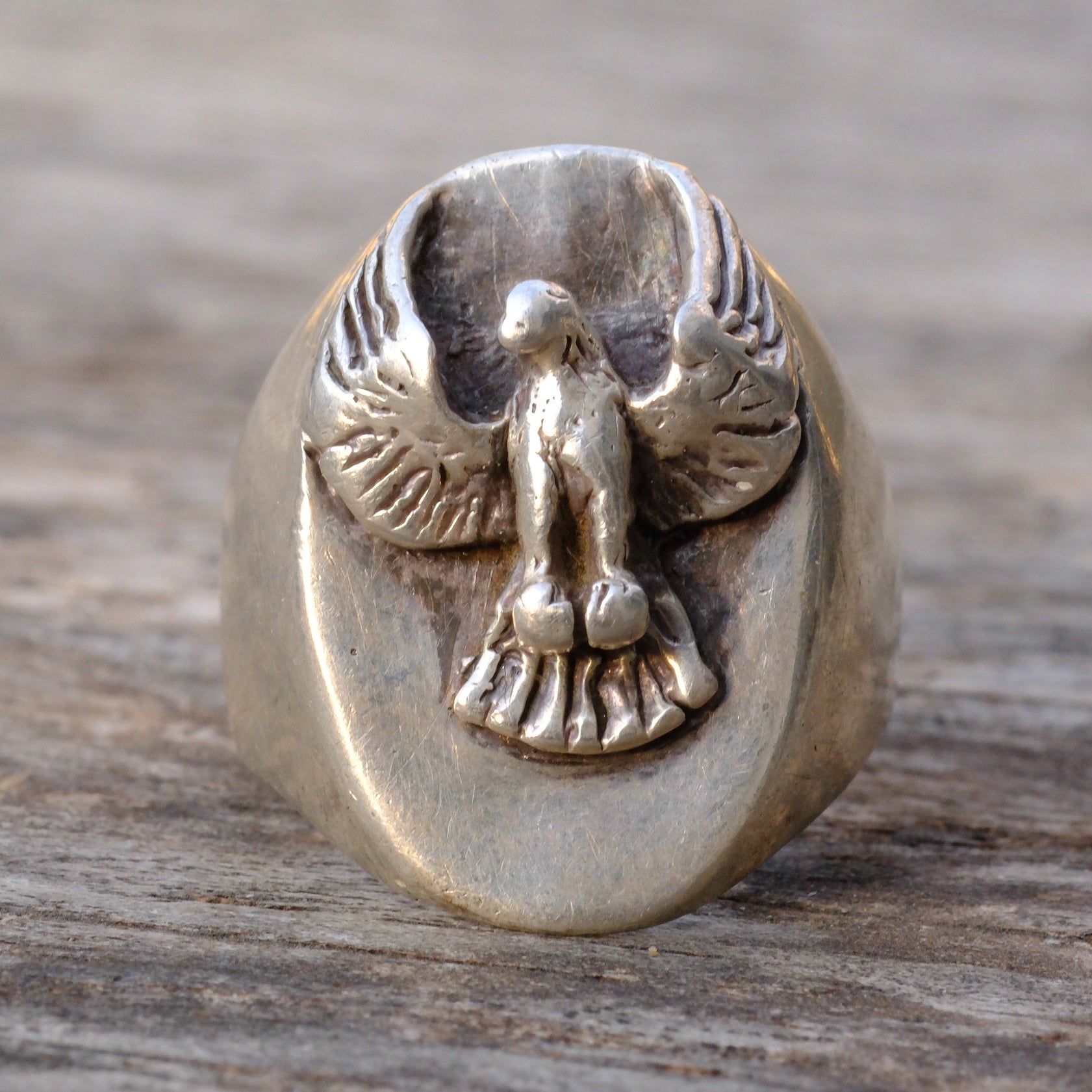 Vintage Sterling Silver Eagle Signet Ring 9