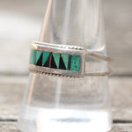 Vintage Sterling Multistone Inlay Band 10.5