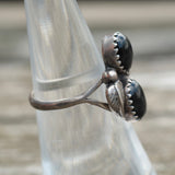 Vintage Sterling Onyx Feather Ring 5.75