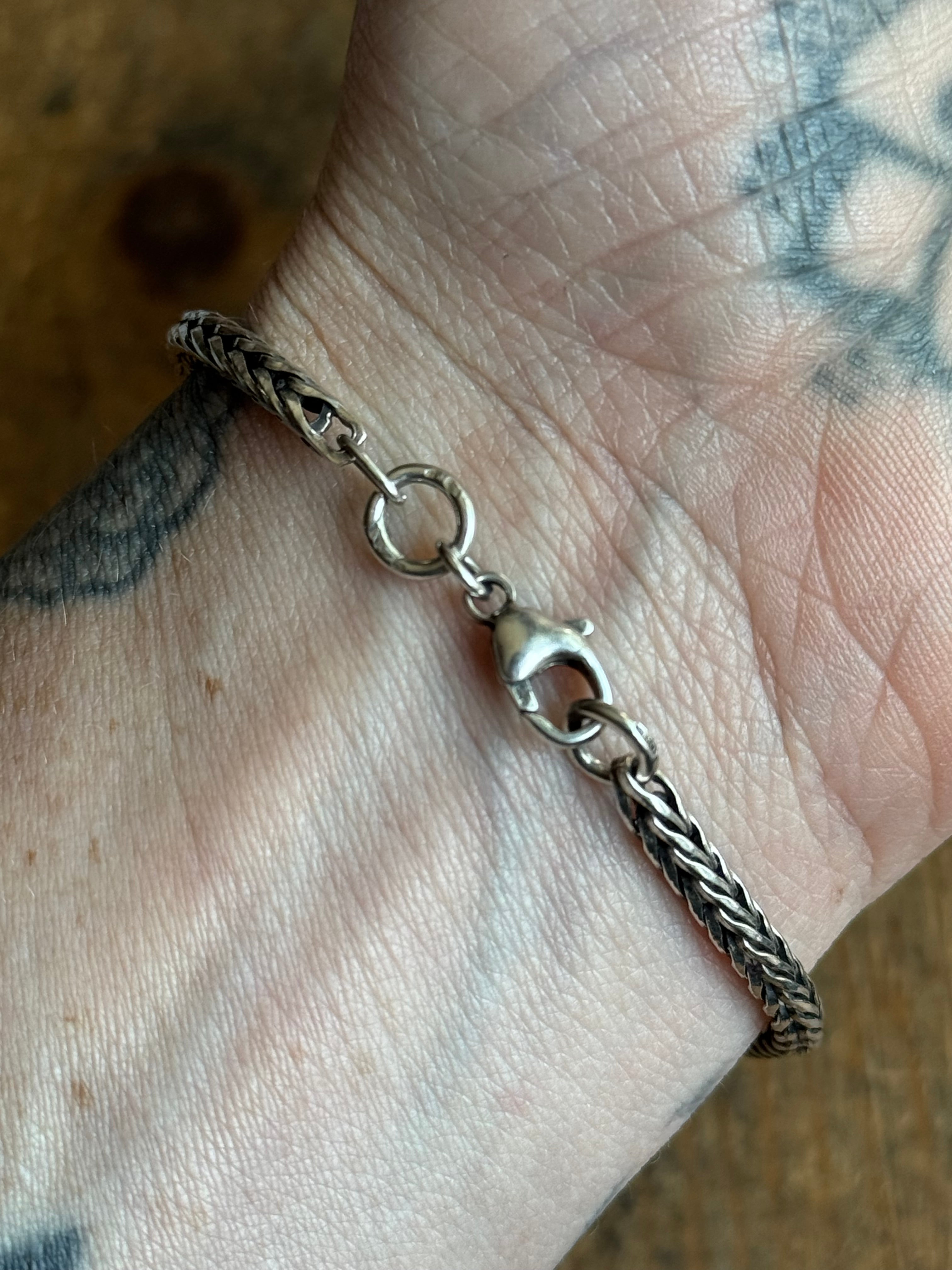 Vintage Sterling Silver 6.75” Square Foxtail Chain Bracelet