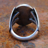 Vintage Sterling Turquoise Ribbed Band Ring 11