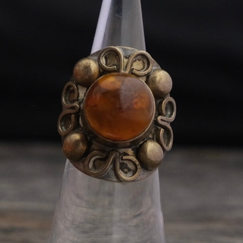 Vintage Copper and Amber Ring 4