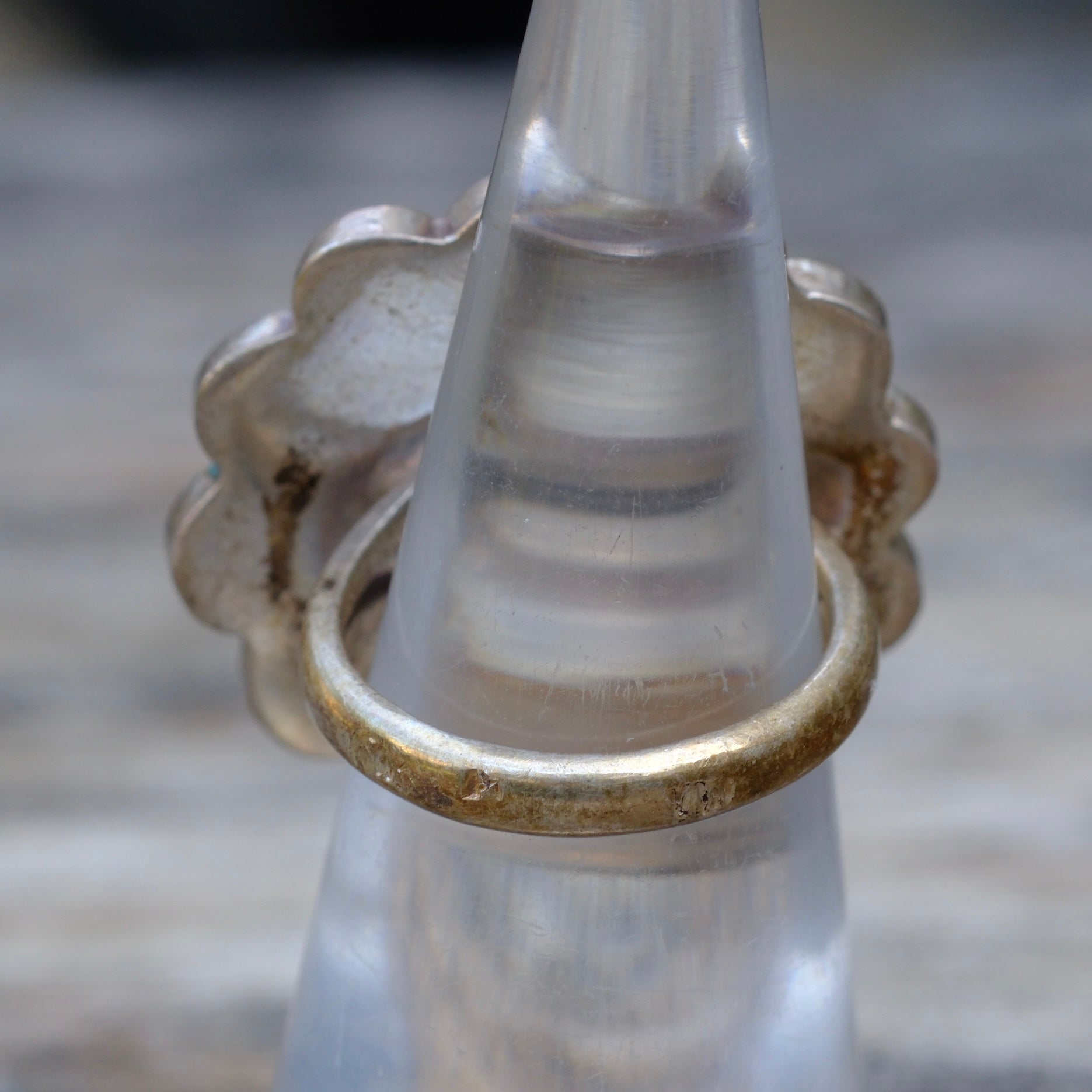 Vintage Sterling Multi Stone Inlay Flower Ring 5