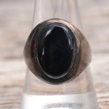 Vintage Sterling Onyx Signet Ring 10.25