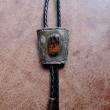 Vintage Sterling Petrified Wood Bolo Tie