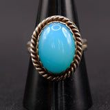 Vintage Sterling Blue Glass Roper Ring 8.75