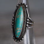 Vintage Sterling Turquoise Trading Post Ring 4.75