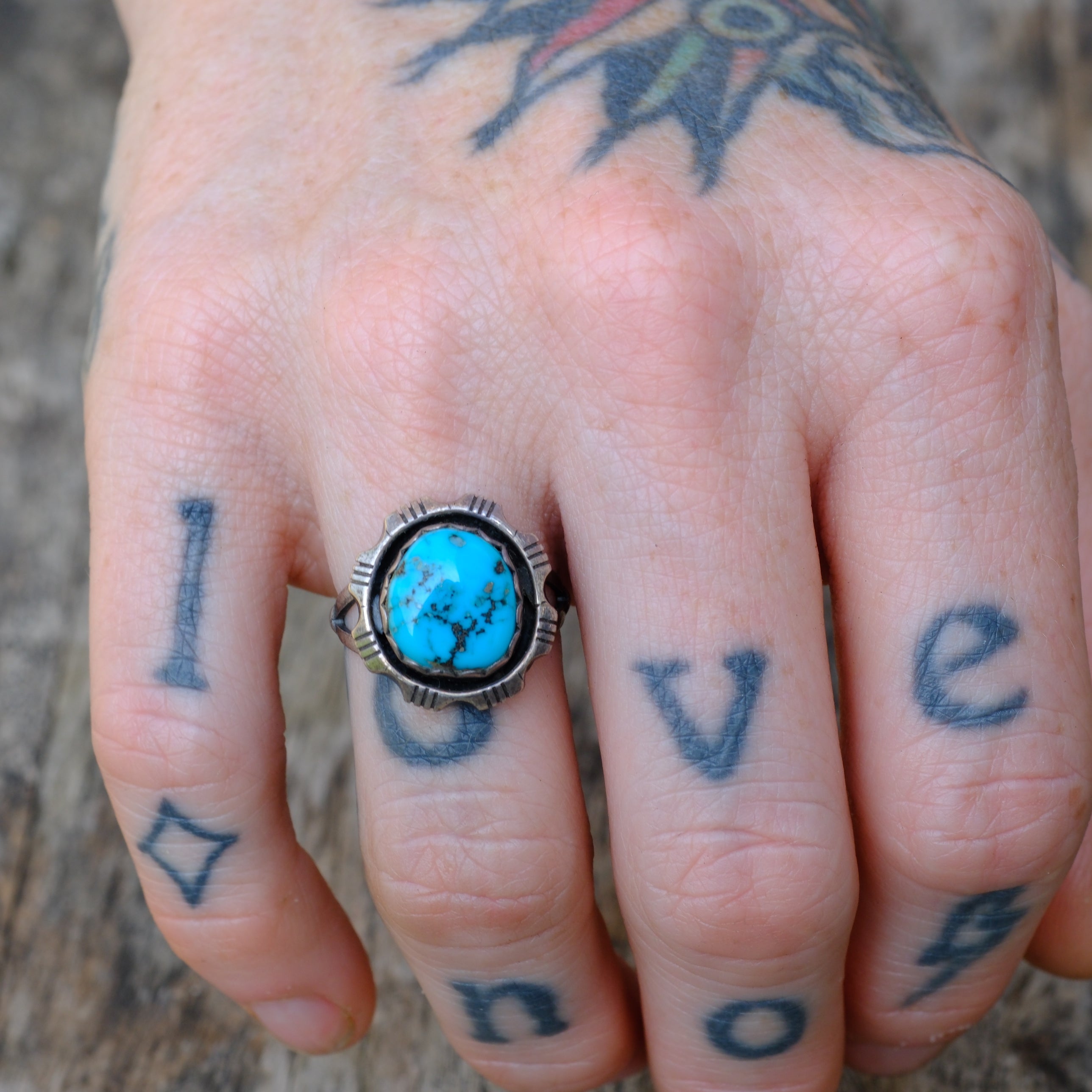 Vintage Sterling Turquoise Ring 6.5