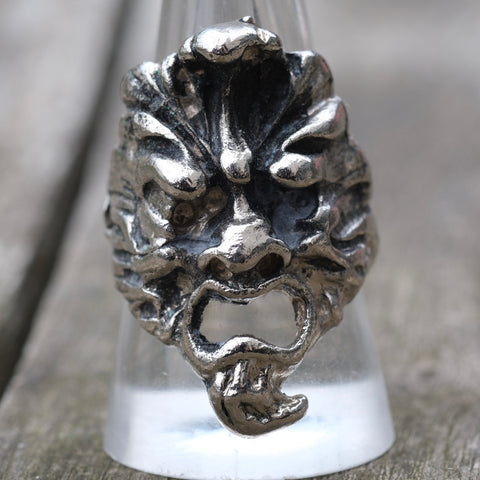 Vintage White Bronze Biker Ring 9