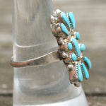 Vintage Sterling Turquoise Cluster Ring 8.5